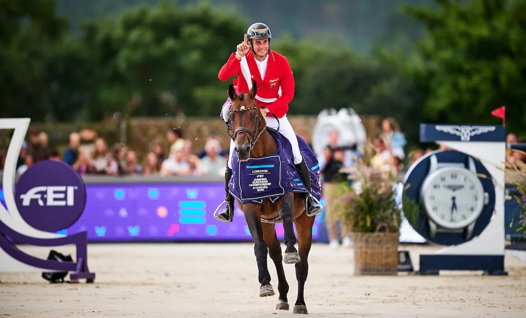 Richard Vogel aus Deutschland wird in A Coruña Europameister im Springreiten